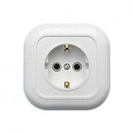 Розетка скр/уст 1-мест. с заземлением IP20 16А белая РА16-635 "Валентина" (Москва) распродажа