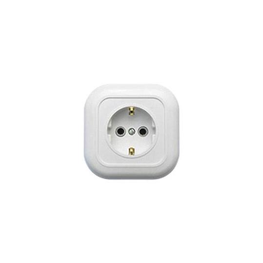 Розетка скр/уст 1-мест. с заземлением IP20 16А белая РА16-635 "Валентина" (Москва) распродажа