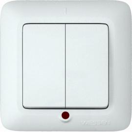 ПРИМА С/У 2-клавишный ВЫКЛЮЧАТЕЛЬ с подсветкой 6А 250В, БЕЛЫЙ, опт.уп.Россия